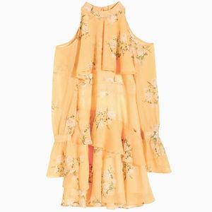 Yellow Halter Off-Shoulder Dress